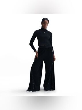 NWT Kobe Womens Pleated Tear Away Pants IB0016-010 Black/White Size Large